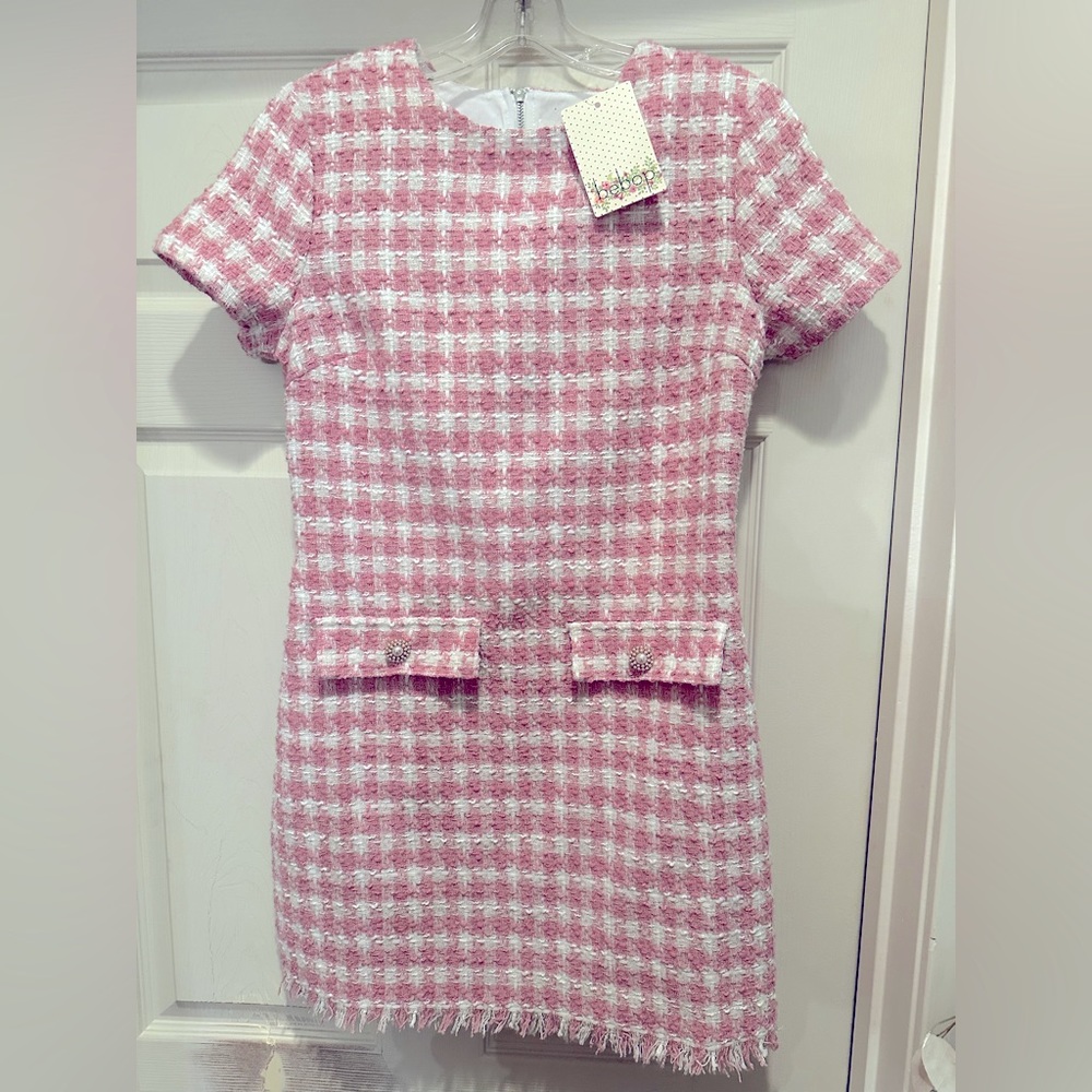 Bebop Small Pink Tweed Dress, NWT